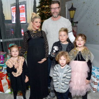 See Pregnant Tori Spelling And Her Family at LA Family Housing