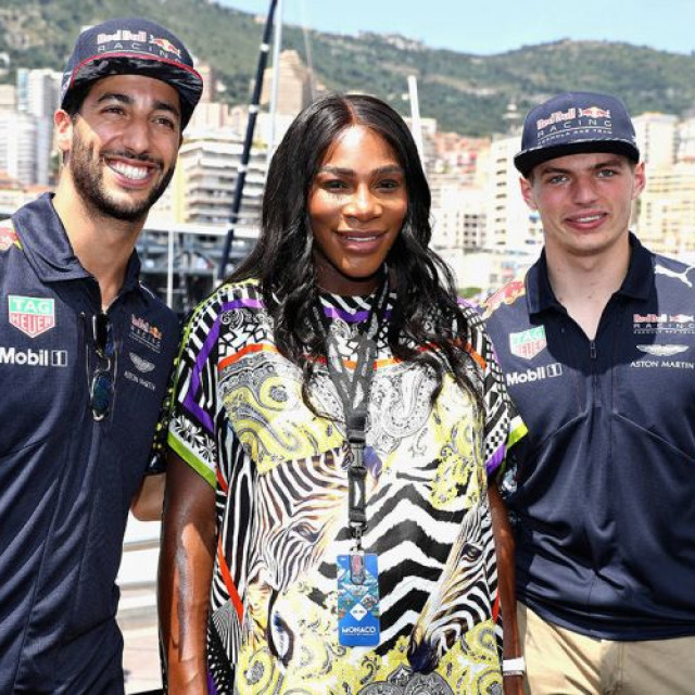 Tennis icon Serena Williams in Zebra-Print dress During Pit Stop at Monaco Grand Prix
