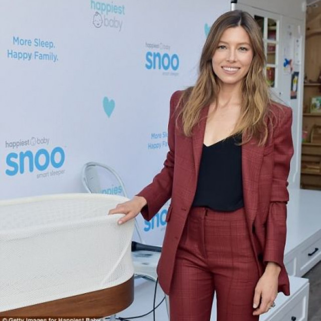 Jessica Biel in a two-piece suit at a party in Los Angeles