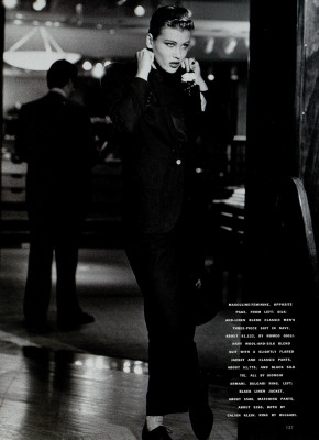 Daniela Pestova ~ US Harper's Bazaar May 1991 by Andrea Blanch