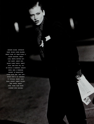 Daniela Pestova ~ US Harper's Bazaar May 1991 by Andrea Blanch