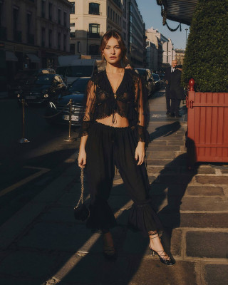 Lily James by Pip for Chloé Fall 2025 Show at PFW 03/06/2025