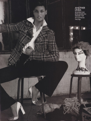 Linda Evangelista for Elle Korea January 2004 by  Julien d'Ys