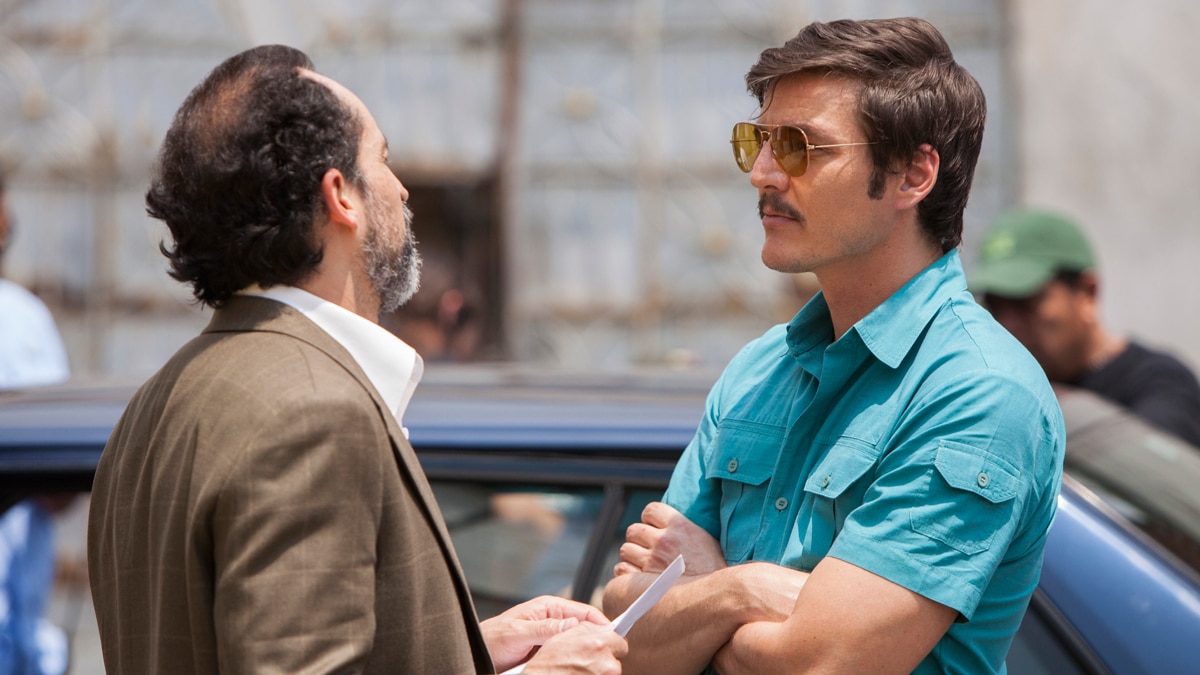 Pedro Pascal production stills from Narcos plus a few childhood photos of him