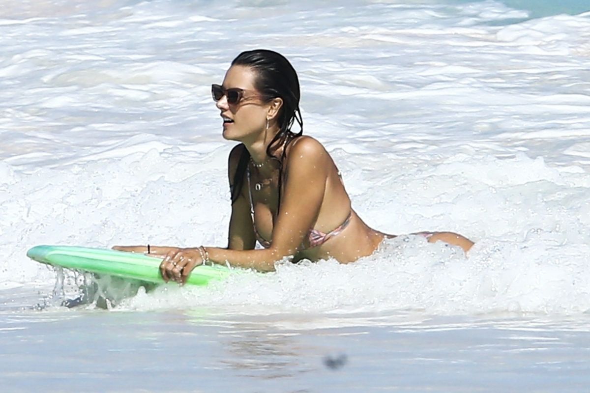 Alessandra Ambrosio in Bikini at a Beach in Bahamas