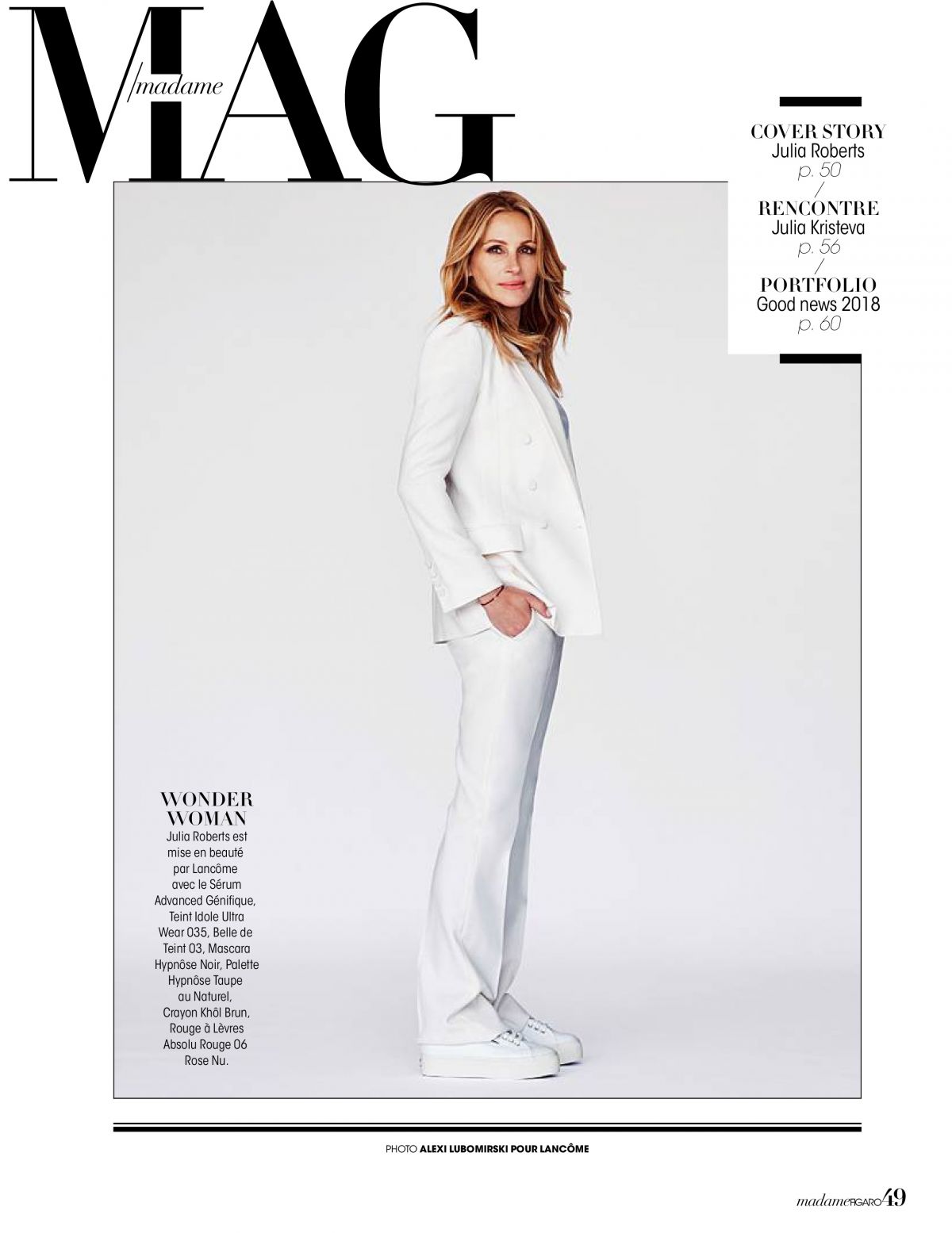 Photo from JULIA ROBERTS in Madame Figaro Magazine, December 2017
