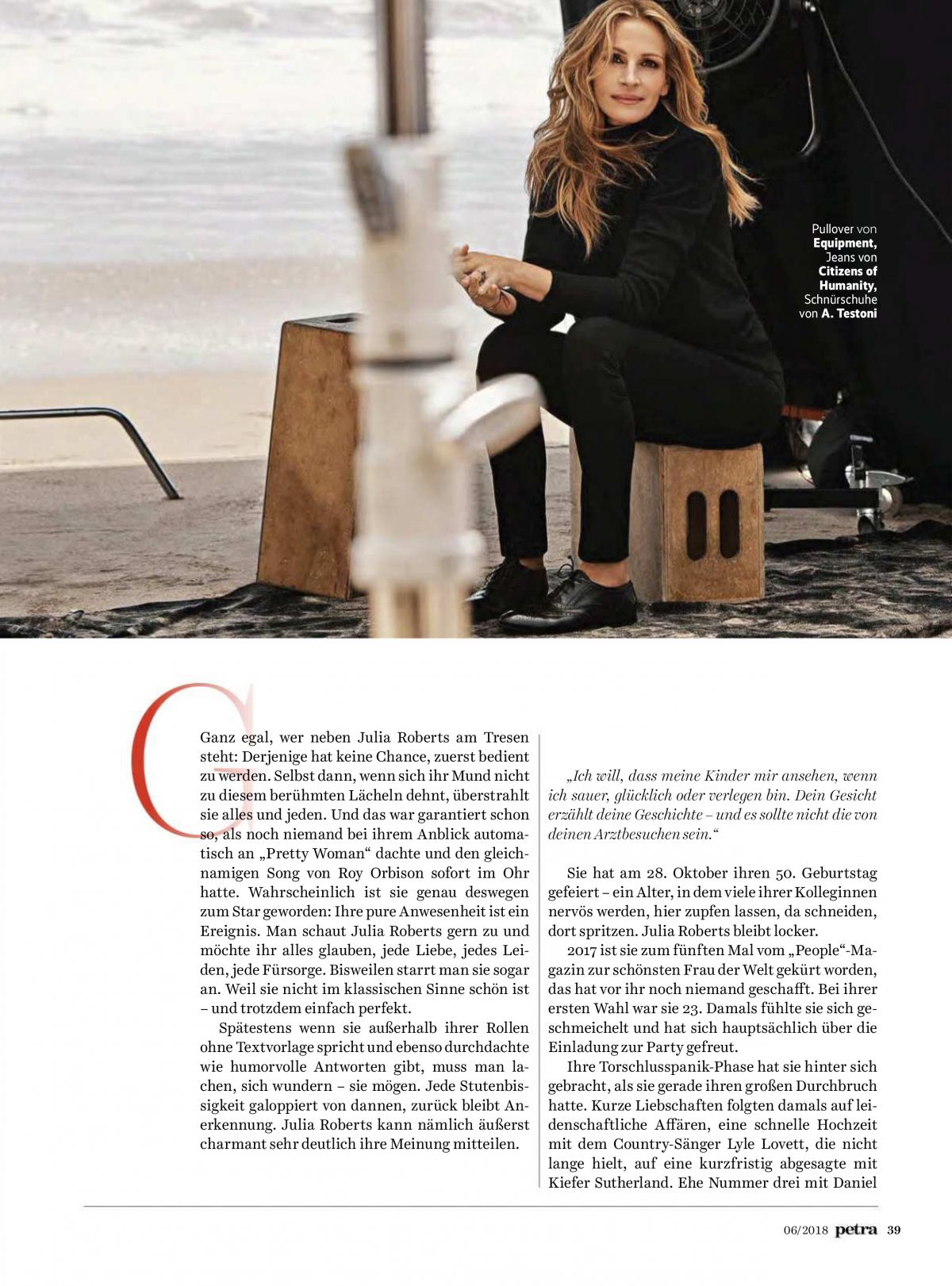 Photo from Julia Roberts in Petra Magazie, June 2018